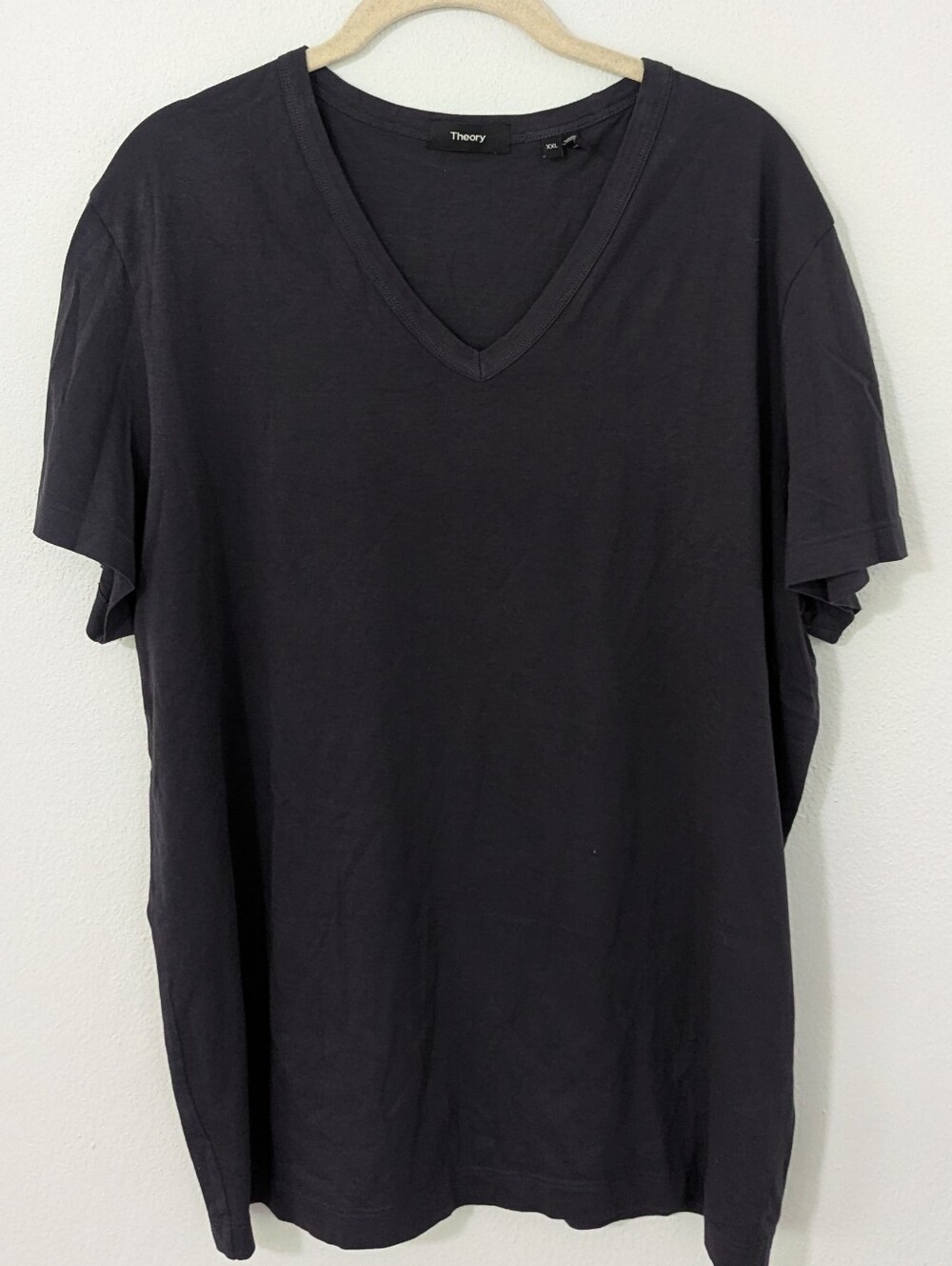 Theory Gaskell V Neck Short Sleeve T Shirt Knit Classic Black XXL